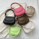 hoombox  New Women's Bag Simple Style Solid Color Indentation Mini Saddle Bag Western Style Underarm Bag All-Match Shoulder Bag