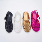 HOOMBOX Melisa New Melisa Roman Sandals Closed Toe Woven Hollowed Retro Women's Shoes Simple Style