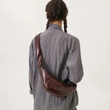 hoombox [New Box] Le Linen Coated Croissant Niche High Sense Dumpling Bag Crossbody Chest and Waist Bag Ode Bag