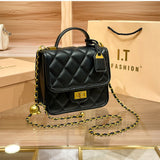 hoombox Genuine Leather Chanel-Style Bags Women's  New Fashion Diamond Quilted Handbag High-Grade All-Match Shoulder Messenger Bag Fashion