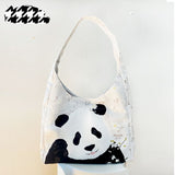 hoombox  Panda Original Shoulder Bag Niche Floral Twill Oxford Cloth Bag Summer Cartoon Cute