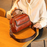 hoombox Genuine Leather Shoulder Bag Female  New Crossbody Bag Fashion Retro Cowhide All-Match Handbag Middle-Aged Mother Bag Female