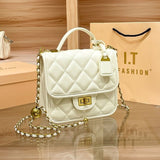 hoombox Genuine Leather Chanel-Style Bags Women's  New Fashion Diamond Quilted Handbag High-Grade All-Match Shoulder Messenger Bag Fashion