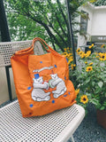 hoombox  High round Rabbit Year Same Style Internet Popular Embroidery Shopping Bag Portable Crossbody Shoulder Bag Nylon Waterproof Portable Hand Bag