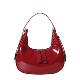 hoombox New Portable Red Bag Women's High-Grade Summer Versatile Underarm Bag Niche Glossy Pu Shoulder Bag Women