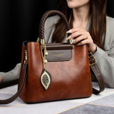 hoombox Genuine Leather Bag Female  Ladies New Bag Outdoor All-Matching Large Capacity Portable Women Bag Mother Crossbody Bag for Middle-Aged People