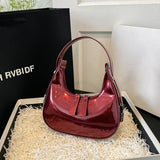 hoombox New Portable Red Bag Women's High-Grade Summer Versatile Underarm Bag Niche Glossy Pu Shoulder Bag Women