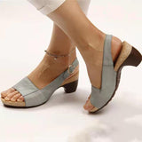 HOOMBOX Foreign Trade plus Size European and American New 2022 Spring and Summer Peep Toe Beach High Heel Wedge Women's Sandals Women's Shoes