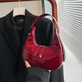 hoombox New Portable Red Bag Women's High-Grade Summer Versatile Underarm Bag Niche Glossy Pu Shoulder Bag Women