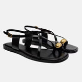 HOOMBOX Za New  Summer Square Toe Flat Sandals Women's Cross Strap Casual Outdoor Beach Shoes Fashion Sandals