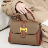 hoombox HOTan and NEWn New Genuine Leather Bag Bag Women's Messenger Bag Versatile Contrast Color Portable Genuine Leather Bag Summer  Shoulder Fashion Women's Bag