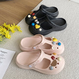 HOOMBOX New Eva Children's Slippers Summer Cute Cartoon DIY Sandals Soft Bottom Parent-Child Eva Sandals Children Hole Shoes