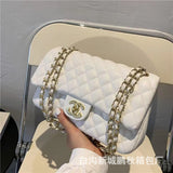 hoombox  Cross-Border New Arrival Women's Bag  New Simple Fashion Diamond Chanel's Style Shoulder Messenger Bag Small Square Bag Bags