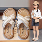 HOOMBOX Girls' Western Style Slippers Outdoor All-Matching  Summer New Outdoor Medium and Big Children Children's Online Red Outdoor Slippers