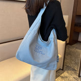 hoombox  College Student Class Commuter Bag Female  New Spring and Summer Large Capacity Canvas Shoulder Bag Underarm Bag Tote Bag