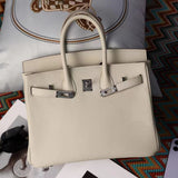 hoombox New Silver Buckle First Layer Cowhide Birkin Bag Simple Fashion Handbag Commuter Practical Shoulder Bag Crossbody Bag