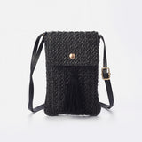 hoombox  Summer New Korean Ins European and American Fashion Mini Mobile Phone Crossbody Bag Solid Color Straw Woven Women's Foreign Trade Bags