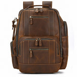 New Crazy Horse Leather 15.6-Inch Backpack Men's Large Capacity Backpack Retro Leather Backpack Men's Bag