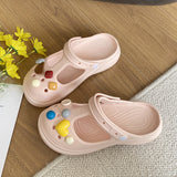 HOOMBOX New Eva Children's Slippers Summer Cute Cartoon DIY Sandals Soft Bottom Parent-Child Eva Sandals Children Hole Shoes