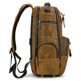 New Crazy Horse Leather 15.6-Inch Backpack Men's Large Capacity Backpack Retro Leather Backpack Men's Bag