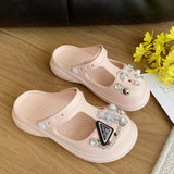 HOOMBOX New Eva Children's Slippers Summer Cute Cartoon DIY Sandals Soft Bottom Parent-Child Eva Sandals Children Hole Shoes