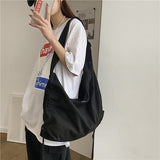 hoombox  Bag Women's Messenger Bag Large Capacity Korean Style College Student Chic Canvas Solid Color Casual New Fashion Shoulder Bag Fashion