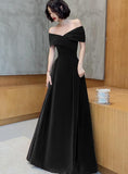 Hoombox Off Shoulder Velvet Floor Length Sweetheart Evening Dress, A-line Long Prom Dress