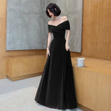 Hoombox Off Shoulder Velvet Floor Length Sweetheart Evening Dress, A-line Long Prom Dress