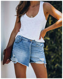 Hoombox Summer Denim Shorts jeans Skirts Women Shorts Ripped Solid Color Cotton Blend Attractive Leisure Shorts Femme Pantalones Mujer