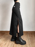 Hoombox Grunge Casual Tag Split Women Midi Skirts Mall Gothic Punk High Raise Slim Long Skirt Y2k Sexy Fashion Streetwear