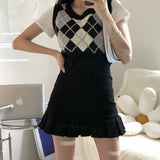 Korean Fashion Pleated Mini Skirt Women Cute Casual Preppy Style High Waist Solid A-line Short Skirt for Girls Summer