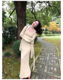 Hoombox Korean Version of the Ladies Retro Fall and Winter Knitted Cardigan Jacket High-waisted Half-body Skirt Three-piece Suit Set