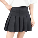 Hoombox Women High Waist Pleated Skirts Girls Tennis School White/Black Mini Skirt Uniform Female Loose Casual Short Bottoms