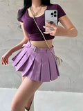 Hoombox Summer Skorts High-quality Sexy A-LINE Safety Skirts Pleated Skirt Half Length Short Skirt Belt Fashion Women