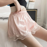 Hoombox Silk Safety Short Pants for Women Lace Seamless Under Skirt Anti Chafing Ladies Underwear Satin Non Curled Hem Panties Boxers