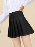 Hoombox Women High Waist Pleated Skirts Girls Tennis School White/Black Mini Skirt Uniform Female Loose Casual Short Bottoms