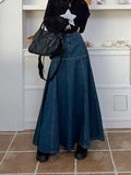 Hoombox Long High Waist Versatile Fishtail Denim Skirt Woman