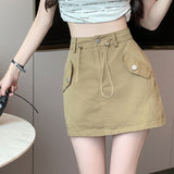 Hoombox White Sexy Cargo Skirt Women Streetwear High Waist Fashion A Line Skirts Summer Korean All Match Female Slim Skirts New