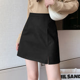 Hoombox Lady Fashion Sexy Mini Skirt Womens  PU Leather Skirts Female Casual Girls Black Plaid Skirt High waist skirt