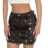 WPNAKS Women Glitter Mini Skirt Summer Clothes High Waist Disco Sequin Skirt Female Clothing Sexy Club Streetwear