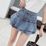 Hoombox Vintage Denim Mini Skirts Women Summer Sexy Solid Colour Ball Gown Skirts Jeans Female Casual Pocket Slim A-line Mini Skirts