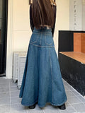 Hoombox Long High Waist Versatile Fishtail Denim Skirt Woman