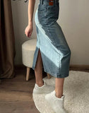 Hoombox Women Long Denim Skirts Vintage Back Slit High Waist Jean Skirt 2024 Bodycon Maxi Blue Straight Denim Skirts For Women