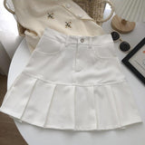 Hoombox Pleated Skirt Women Y2k Harajuku White Pencil Skirt Uniforms Safety Pants Summer Solid Color Casual Mini Kawaii Skirt Fashion