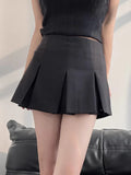 Hoombox Women Pleated Shorts Skirts Vintage High Waist Wide Pleats Design Slim Sexy Mini Skirt Female Fashion  Skort Mujer