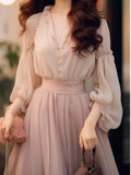 Hoombox Fashion New Women Elegant Casual Skirts Suit Vintage Chiffon Solid Party Shirts Tops A-Line Saya Two Pieces Set Female Clothes