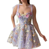 Hoombox New Hot Direct Selling Short Skirt Pendulum Womens Fashion Three-dimensional Flower Embroidery Hip-huggin Dress