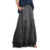 Hoombox Oversize Fashion Street Skirt Summer A Line Denim Skirt Women Autumn Sun Skirt Casual Solid High Waist Women's Long Skirt