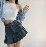 New American Spice Girl Y2k Summer Short Denim Skirt High Waist Pleated Skirt Denim Black Sexy Jean Skirt Skirts For Women