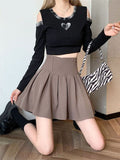 Hoombox Fashion Women Zipper High Waist Mini Skirt Korean Style Anti-Glare Pleated Skirt Female Show Leg Length A-Line Skirts